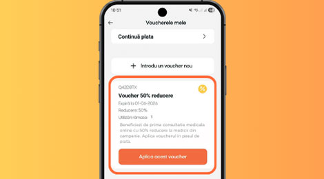 Primești automat un voucher de 50% reducere